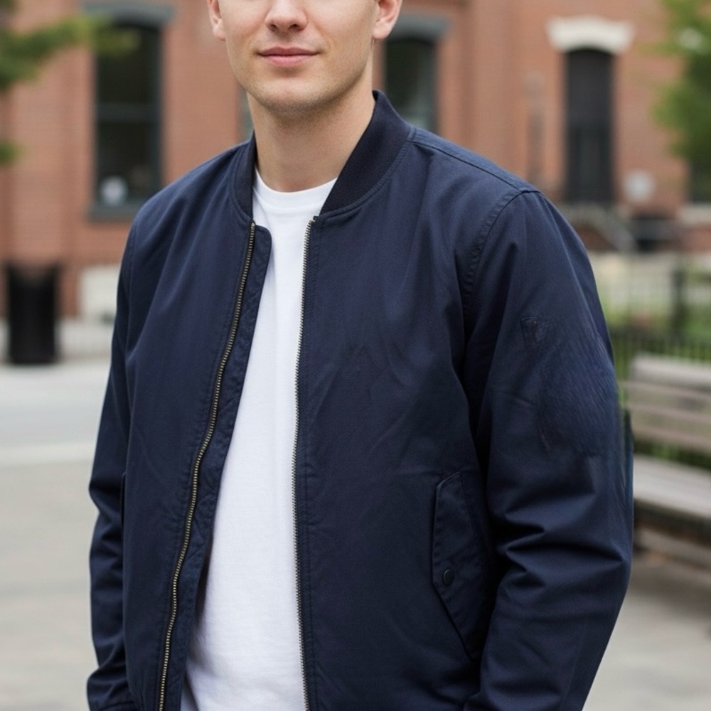 Everlane Men’s Navy Bomber Jacket Sz Small‎